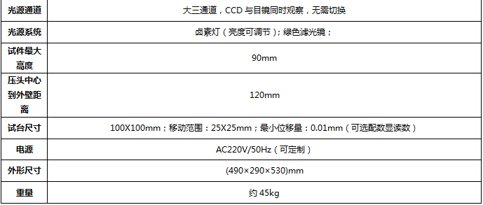 400系列 顯微硬度計（小屏顯）技術參數